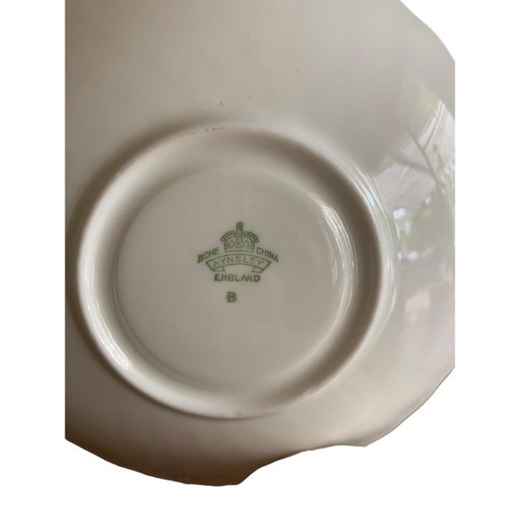 AYNSLEY ENGLAND PASTEL LIGHT PINK SWIRL TEA CUP SAUCER SET FLORAL GOLD RIM #2 Gd - Picture 10 of 14